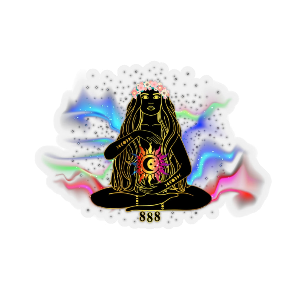 Yoga Spiritual Meditation Kiss Cut Sticker - Balance 888 Angel Number Printify