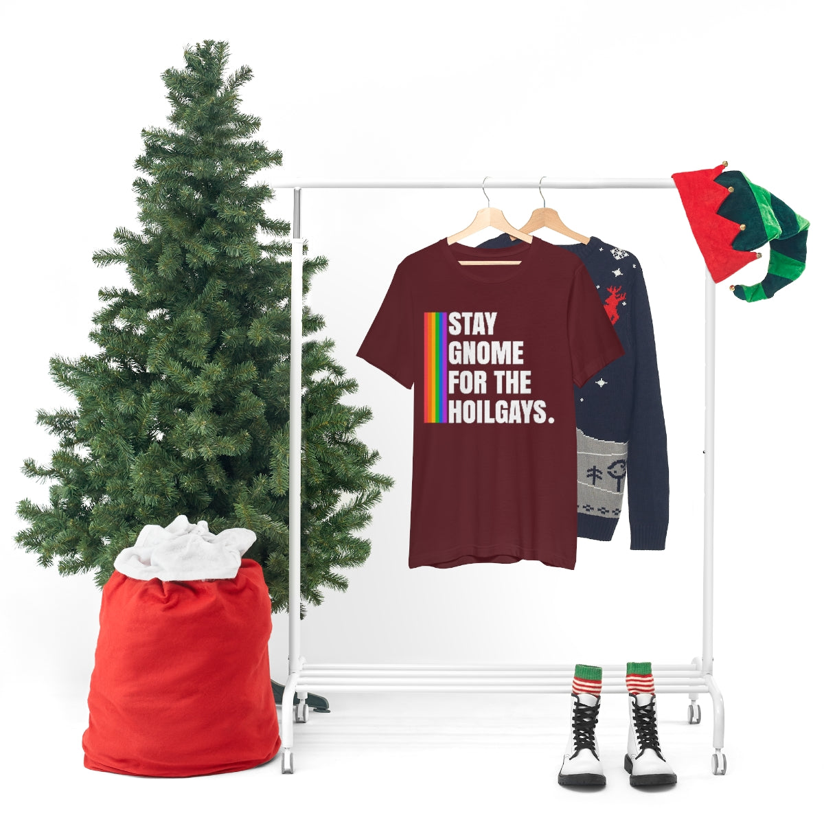 Classic Unisex Christmas LGBTQ T-Shirt - Staying Gnome For The Holigays Printify