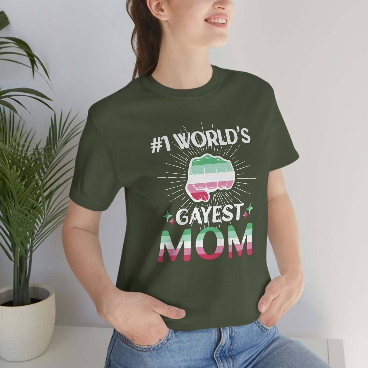 Abrosexual Pride Flag Mother's Day Unisex Short Sleeve Tee - #1 World's Gayest Mom SHAVA CO