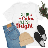 Thumbnail for Classic Unisex Christmas T-shirt - All Is Calm All Is Bright Printify
