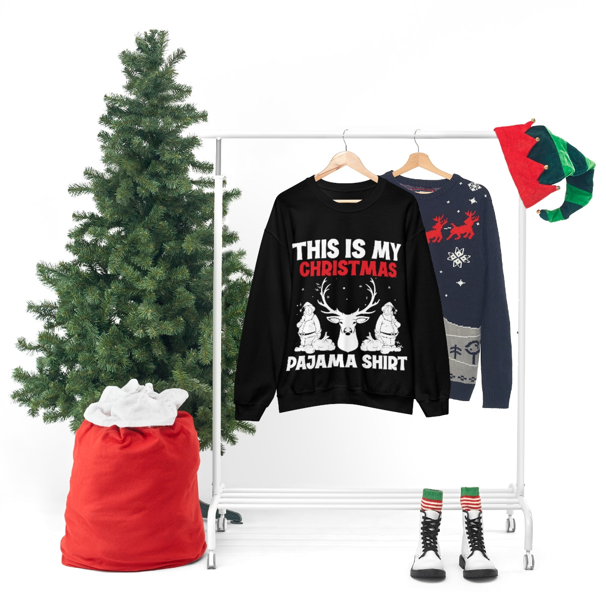 Merry Christmas Unisex Sweatshirts , Sweatshirt , Women Sweatshirt , Men Sweatshirt ,Crewneck Sweatshirt, THIS IS MY CHRISTMAS PAJAMA SHIRT Printify