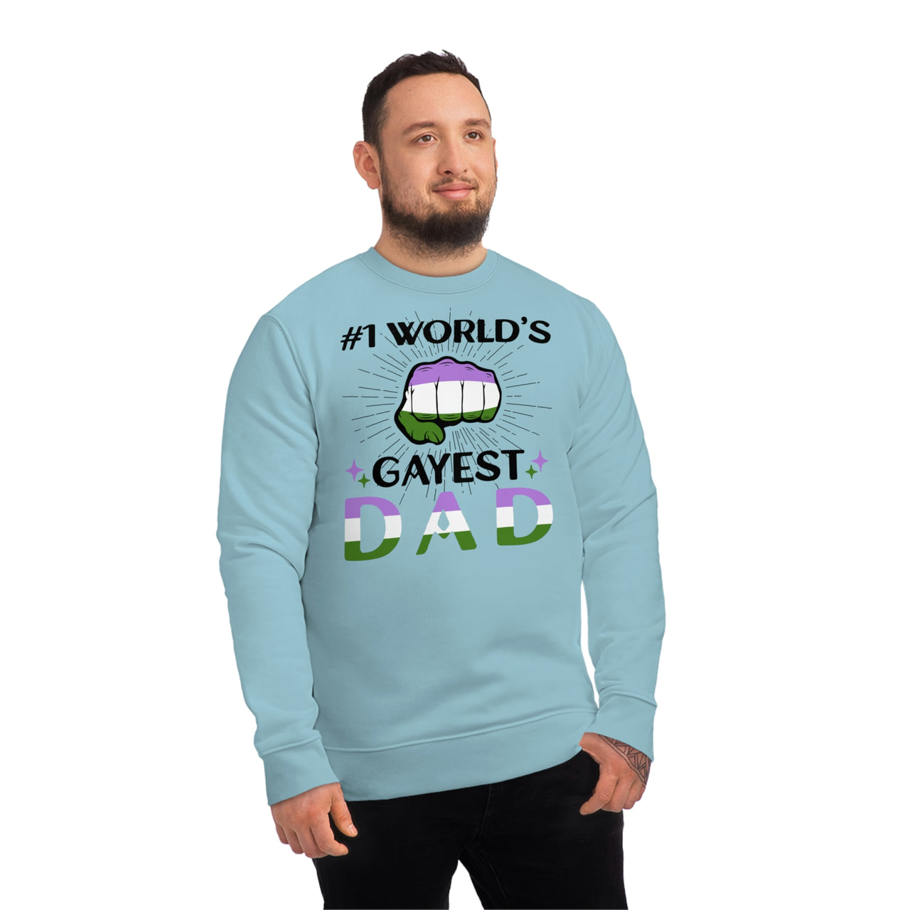 Genderqueer Pride Flag Sweatshirt Unisex Size - #1 World's Gayest Dad Printify