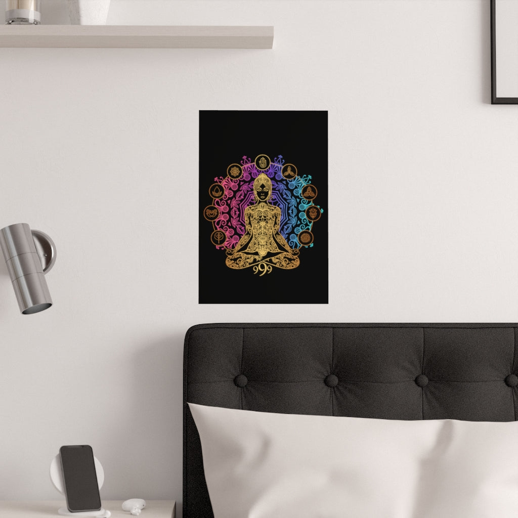 Yoga Spiritual Meditation Satin Poster - Release 999 Angel Number Printify