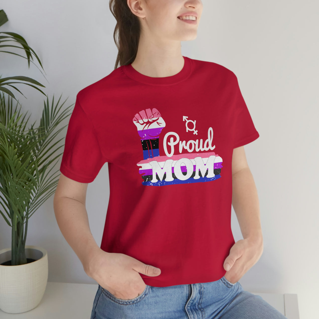 Genderfluid Pride Flag Mother's Day Unisex Short Sleeve Tee - Proud Mom SHAVA CO
