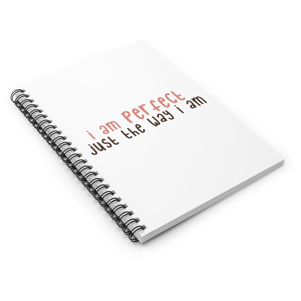 Affirmation Feminist Pro Choice Ruled Line Spiral Notebook - I Am Perfect (Text) Printify