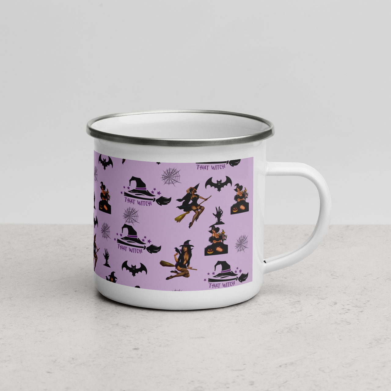 Halloween Enamel Mug, Halloween All Over Print Coffee Mug/That Witch SHAVA
