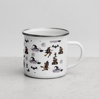 Thumbnail for Halloween Enamel Mug, Halloween All Over Print Coffee Mug/That Witch SHAVA