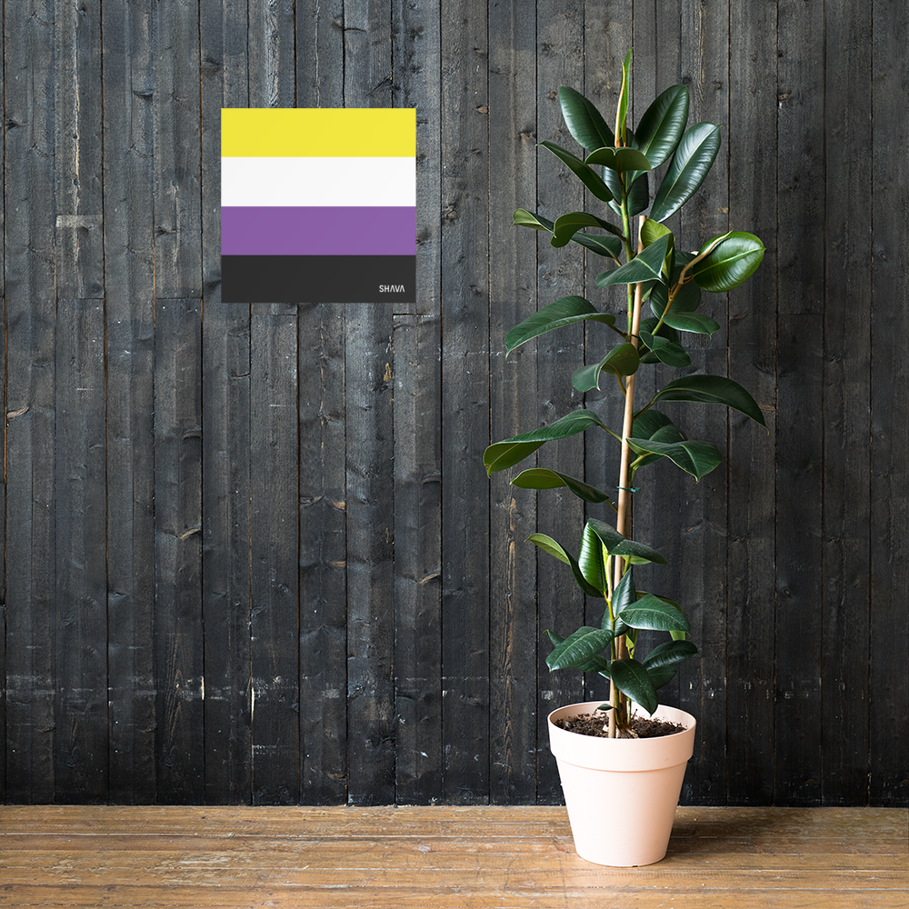 Non Binary Flag LGBTQ Poster SHAVA
