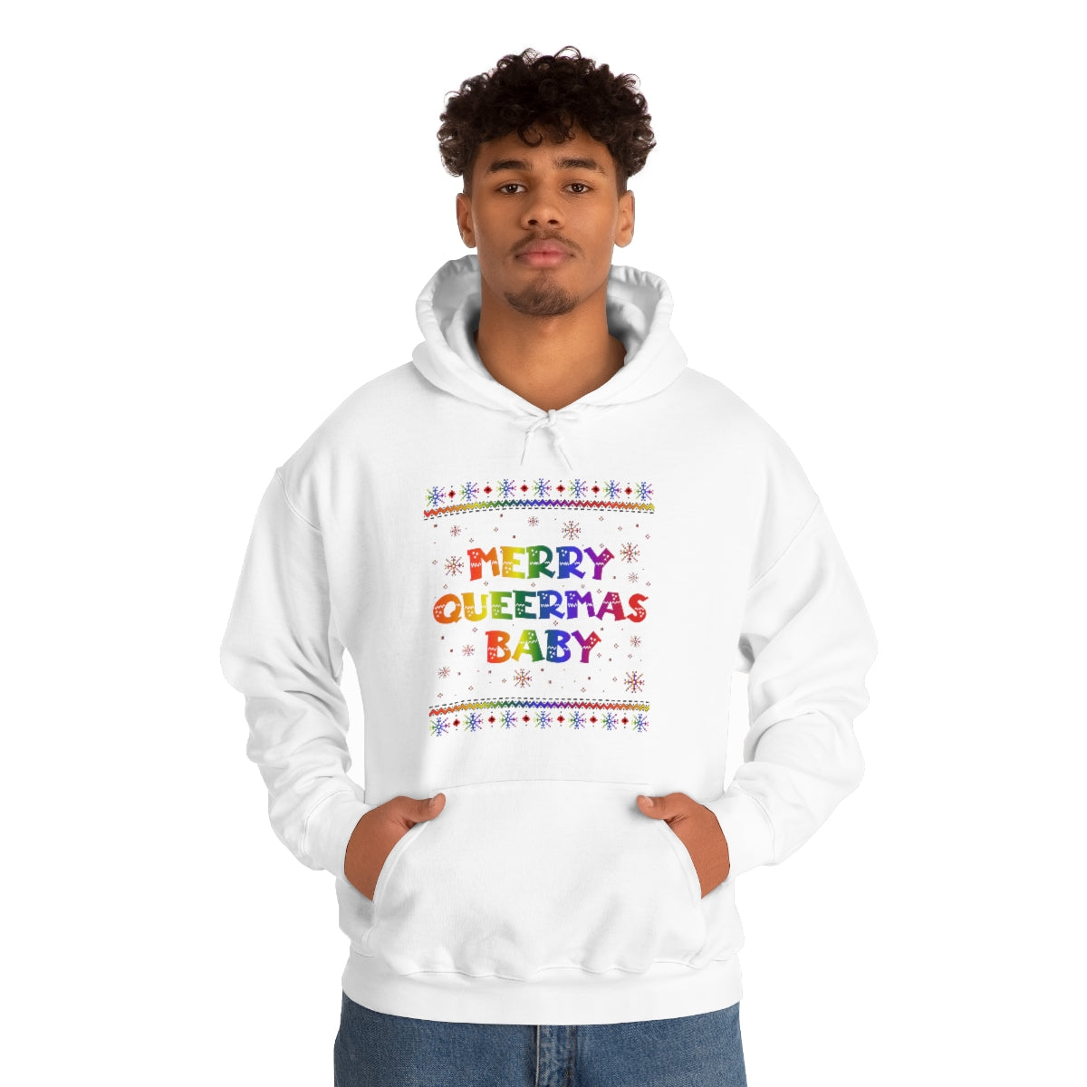 Unisex Christmas LGBTQ Heavy Blend Hoodie - Merry Queermas Baby Printify