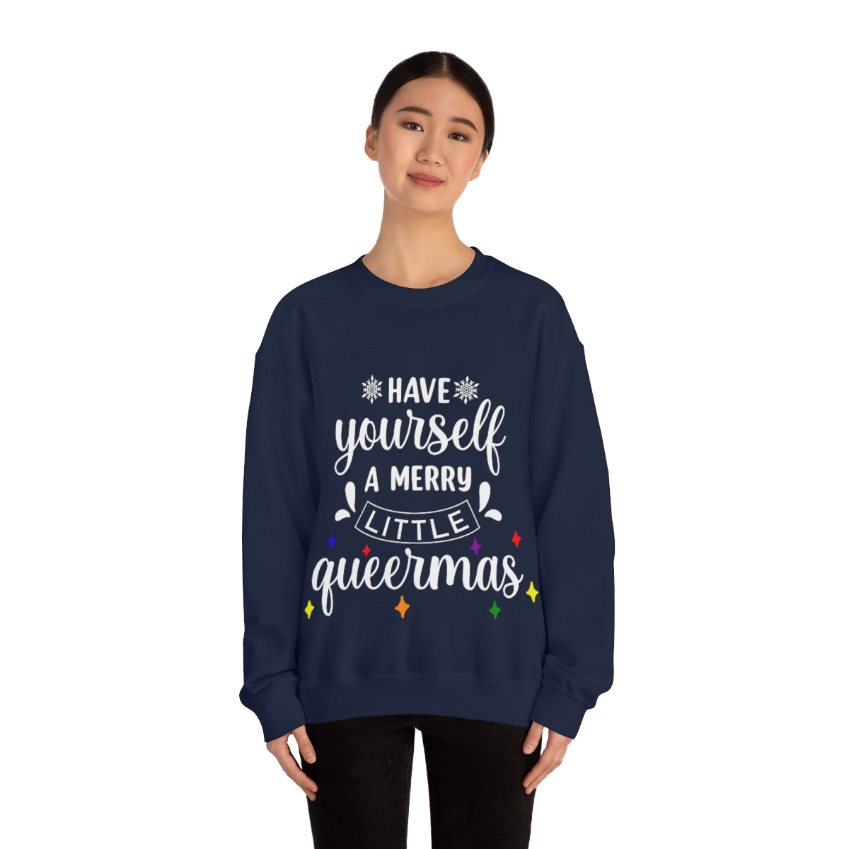 Unisex Christmas LGBTQ Heavy Blend Crewneck Sweatshirt - Have Yourself A Merry Little Queermas Printify