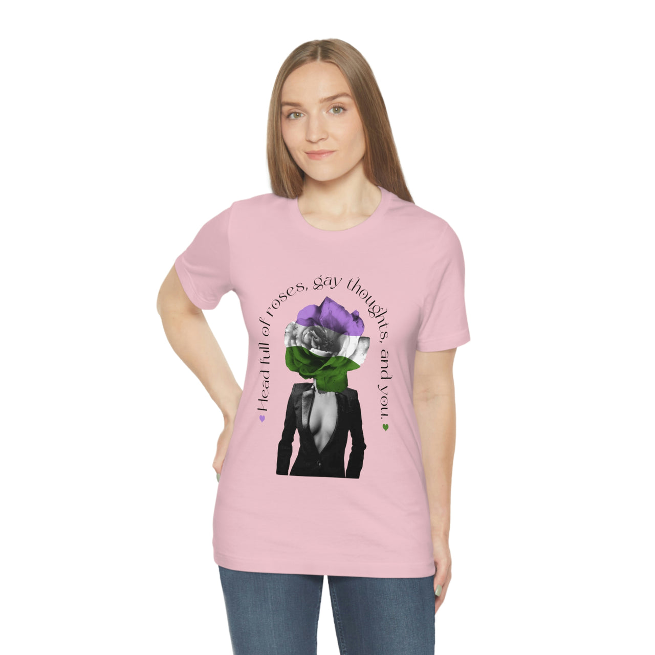 Genderqueer Flag LGBTQ Affirmation T-shirt Unisex Size - Head Full Of Roses Printify