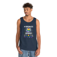 Thumbnail for Straight Ally Pride Flag Heavy Cotton Tank Top Unisex Size - #1 World's Sexiest Dad Printify