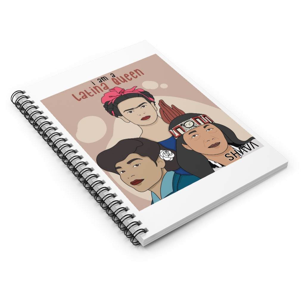 Affirmation Feminist Pro Choice Ruled Line Spiral Notebook -  I Am A Latina Queen Printify