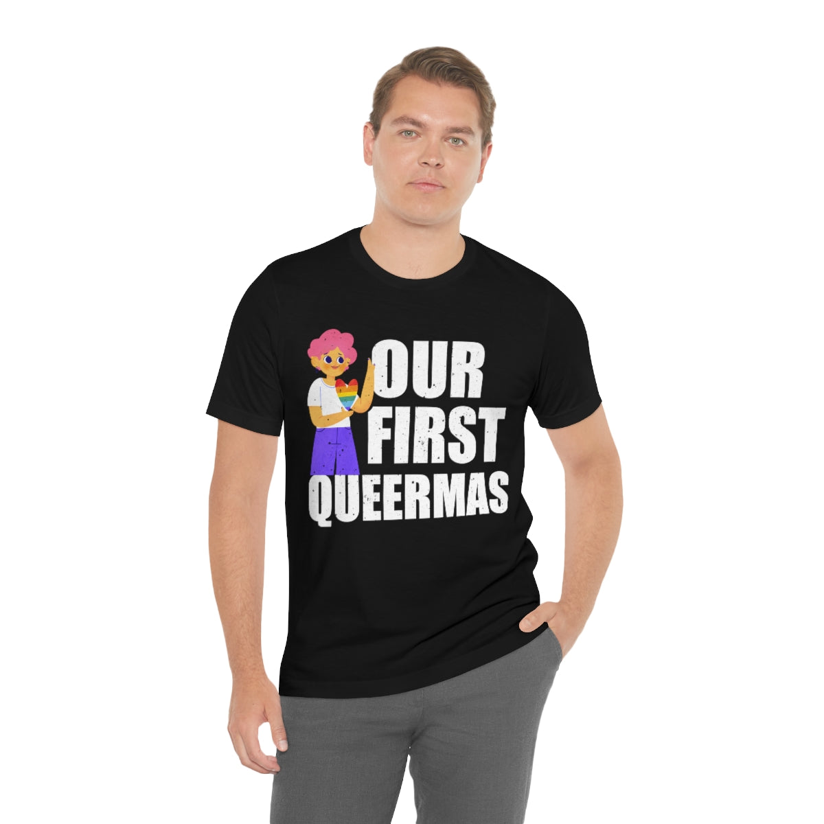 Classic Unisex Christmas LGBTQ T-Shirt - Our First Queermas Printify