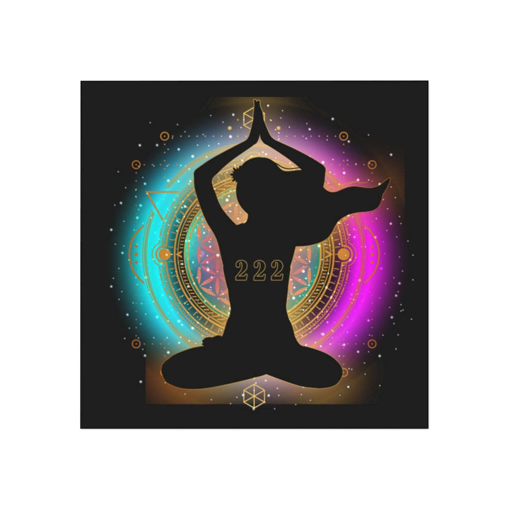 Yoga Spiritual Meditation Square Magnet - Alignment 222 Angel Number Printify