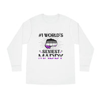 Thumbnail for Asexual Flag Long Sleeve Crewneck Tee - #1 World's Sexiest Maddy Printify