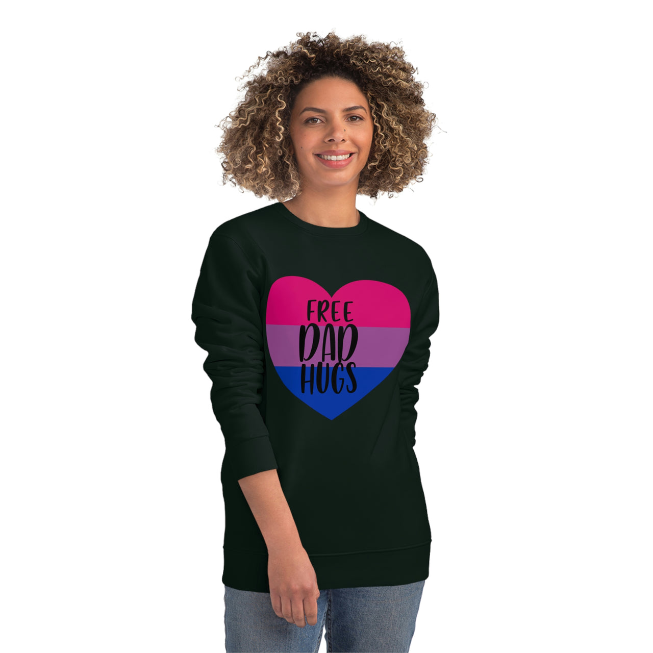 Bisexual Pride Flag Sweatshirt Unisex Size - Free Dad Hugs Printify