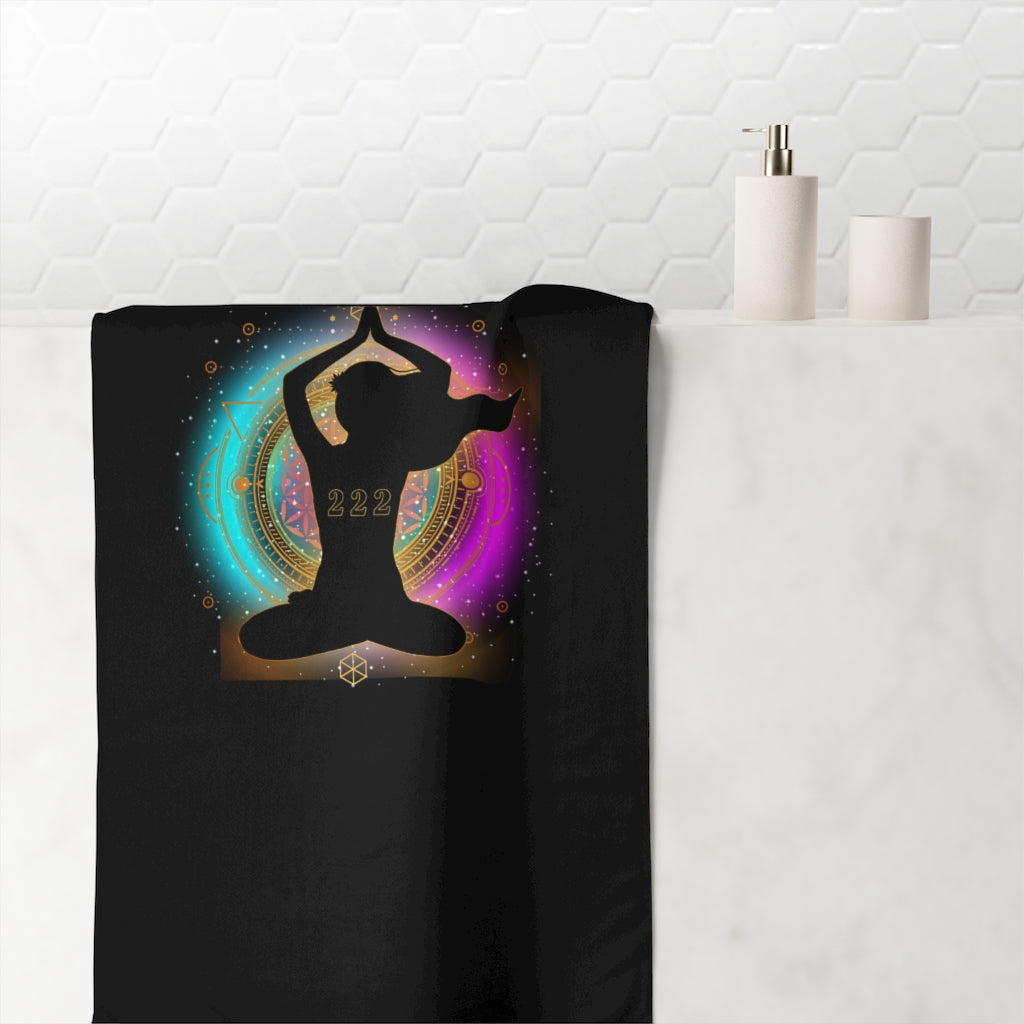 Yoga Spiritual Meditation Shower Premium Towel - Alignment 222 Angel Number Printify