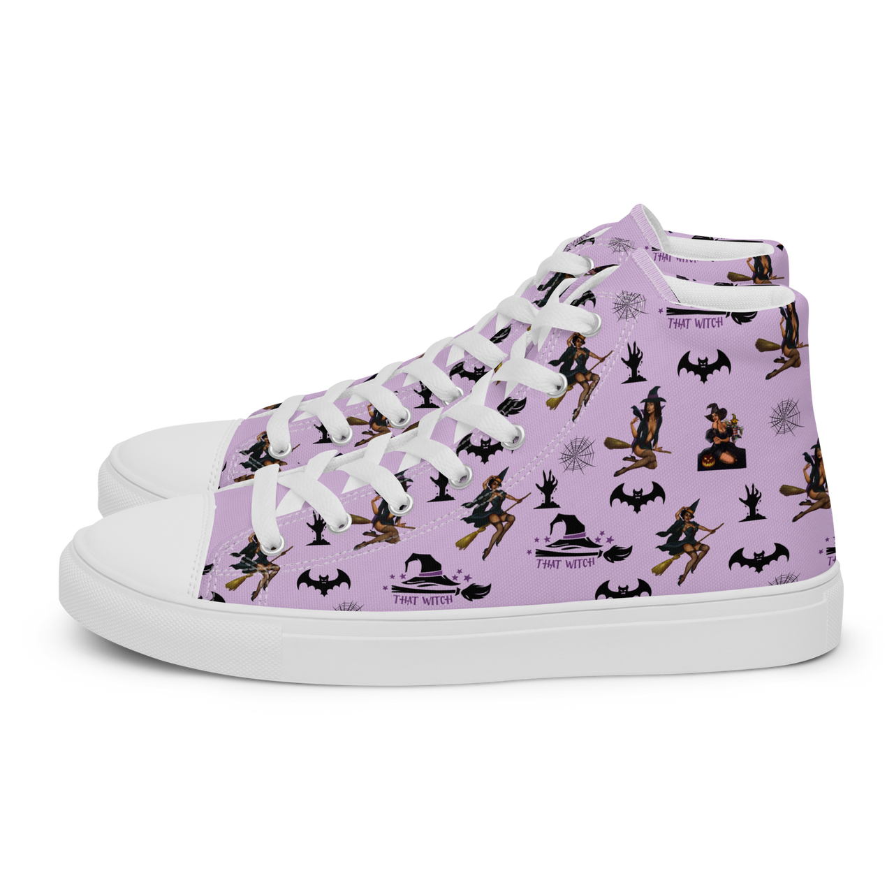 Halloween Men’s high top canvas shoes, Halloween All Over Print Men’s high top canvas shoes ,Men's shoes/That Witch SHAVA