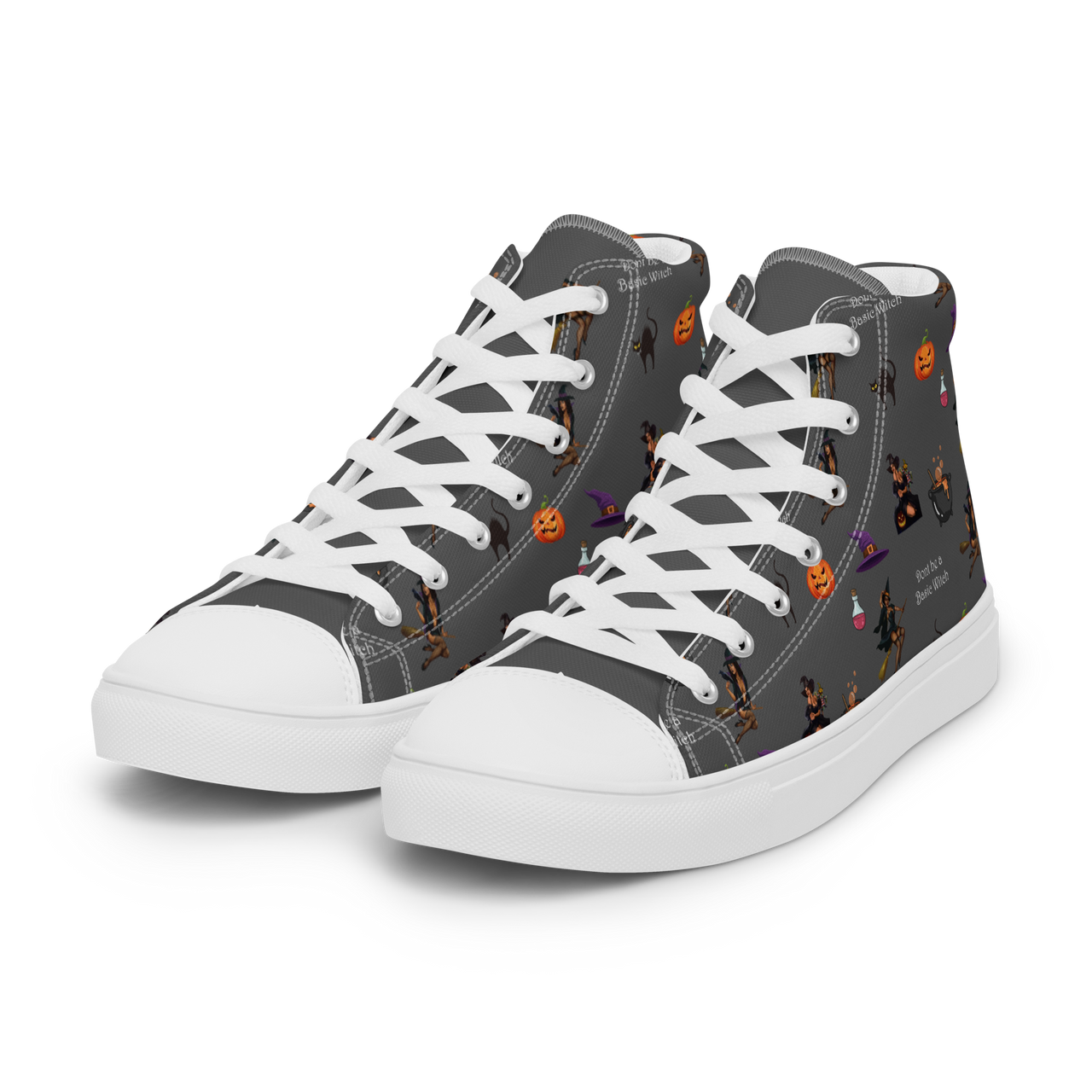 Halloween Men’s high top canvas shoes, Halloween All Over Print Men’s high top canvas shoes ,Men's shoes/Don't be a Basic Witch SHAVA