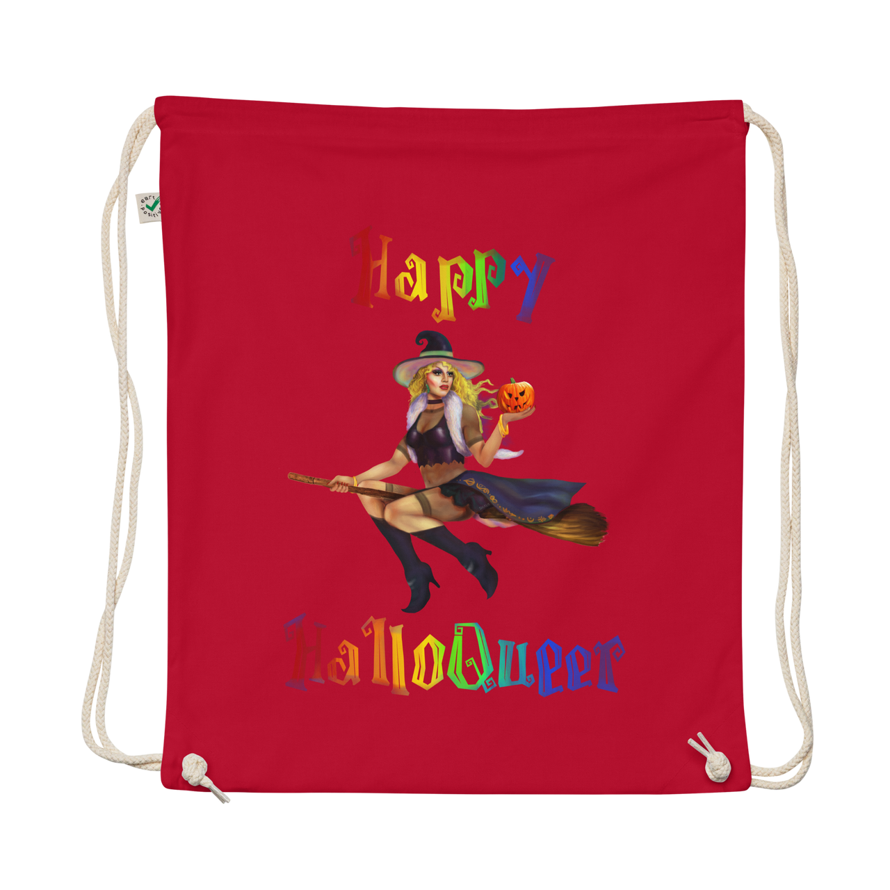 Transgender Halloween Organic cotton drawstring bag-Trans Pride LGBT Halloween/Happy HalloQueer SHAVA