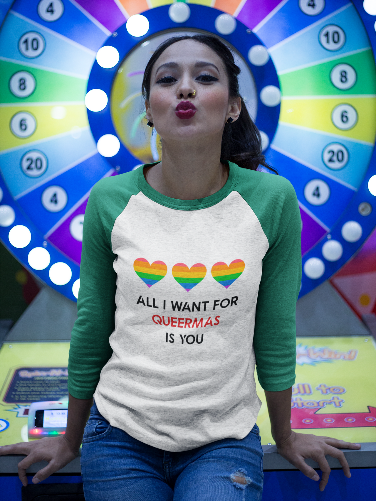 Unisex Christmas LGBTQ Long Sleeves Tee - All I want For Queermas Is You Printify