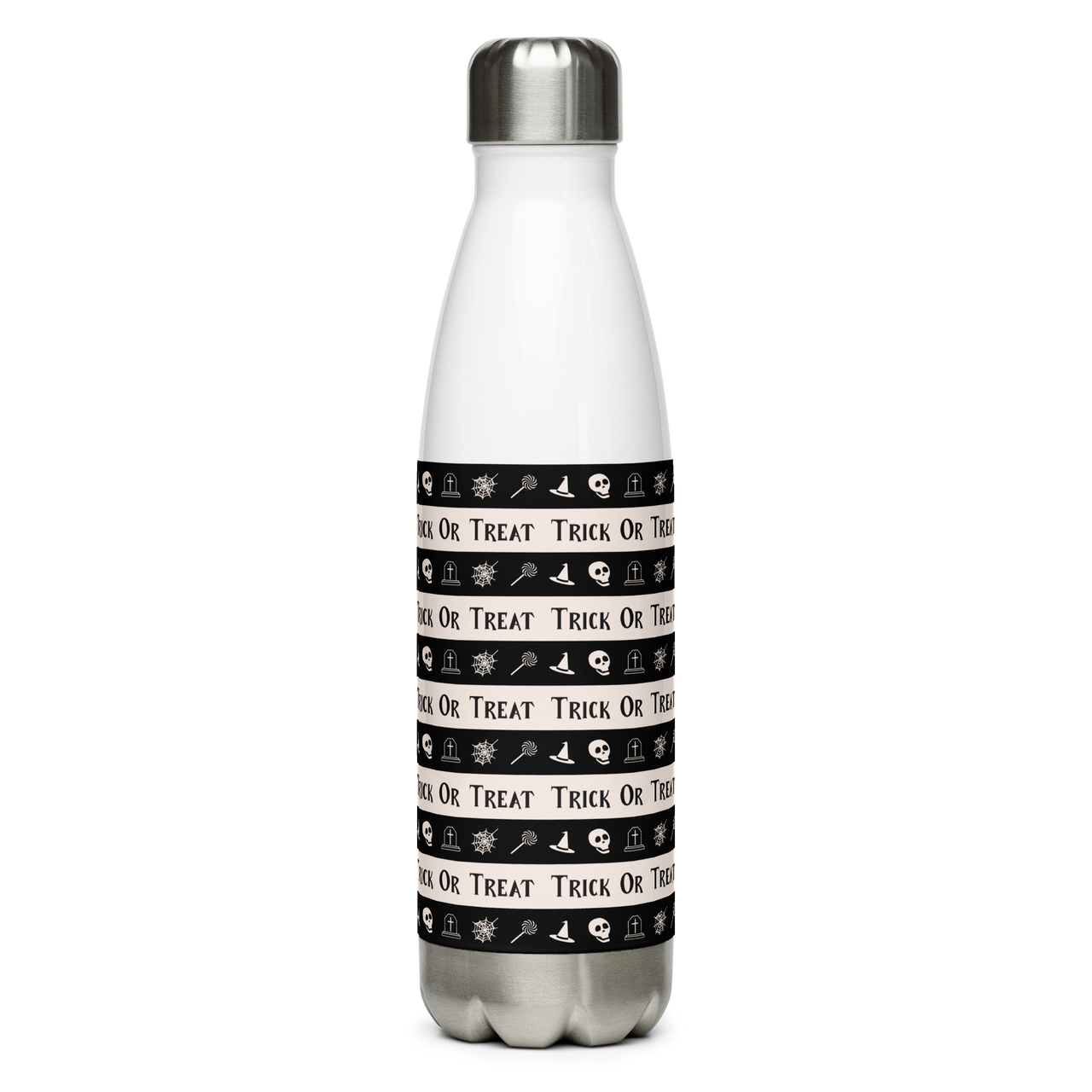 Reusable White Stainless Steel Water Bottle Gothic Halloween, Halloween All Over Print Water Bottle/Trick or treat SHAVA