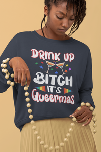 Thumbnail for Unisex Christmas LGBTQ Heavy Blend Crewneck Sweatshirt - Drink Up Bitch It’s Queermas Printify