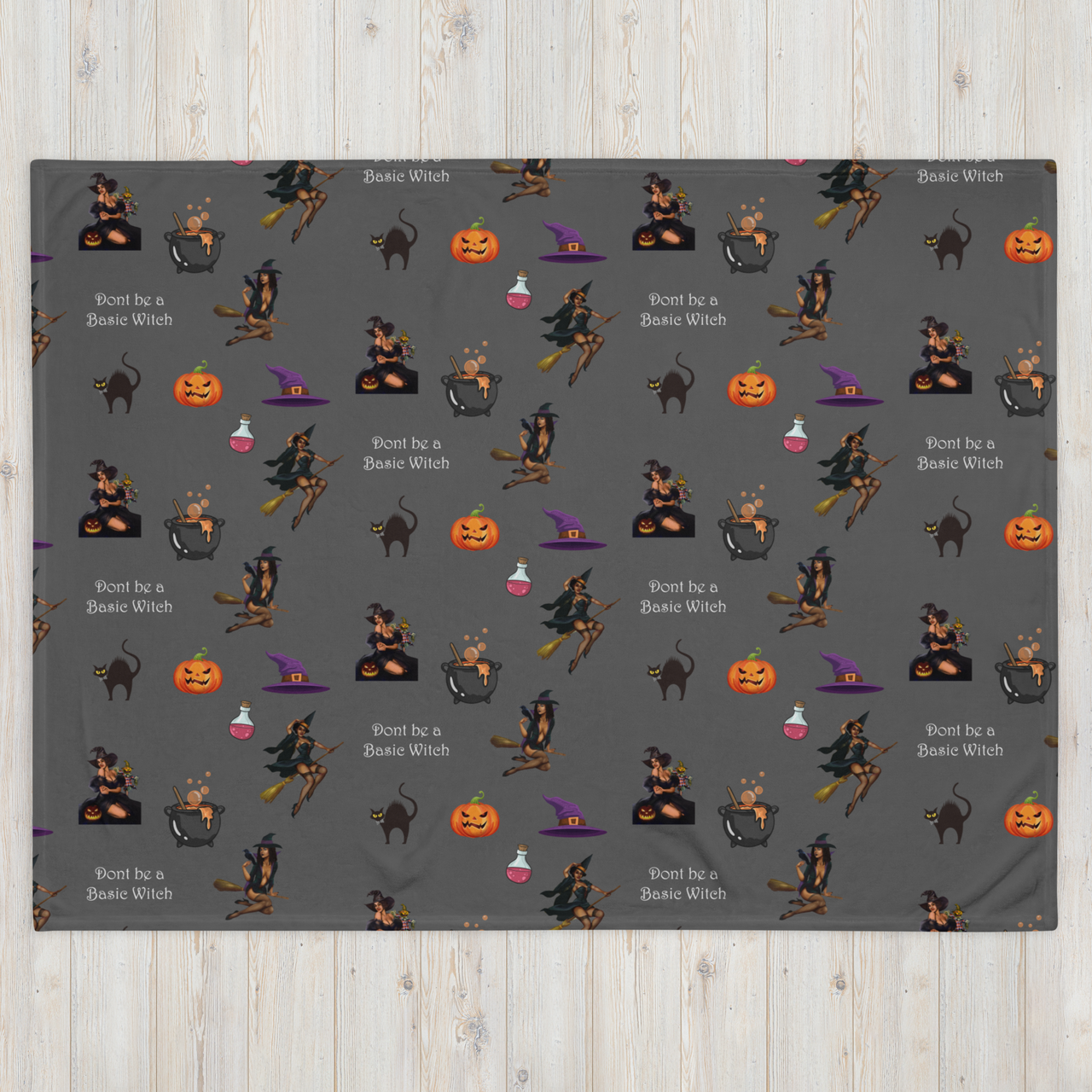 Halloween Throw Blanket, Halloween All Over Print Throw Blanket/Don't be a Basic Witch SHAVA