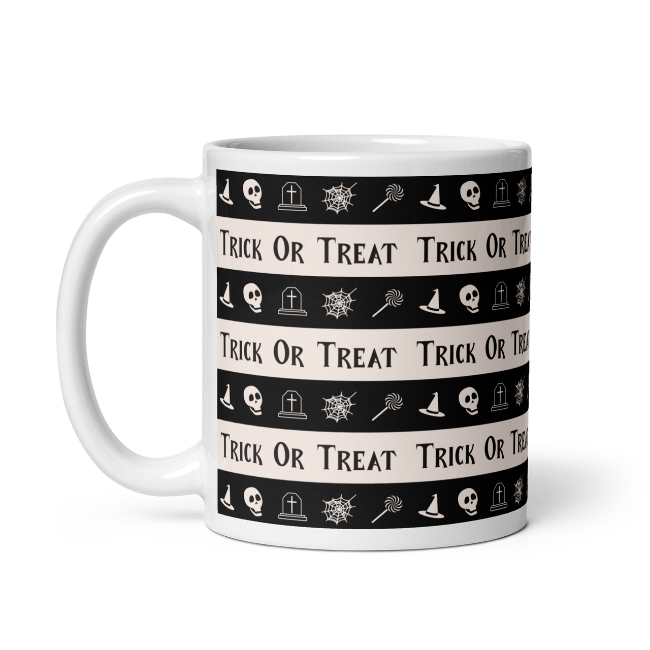 Halloween White glossy mug, Halloween All Over Print Coffee Mug/Trick or Treat SHAVA