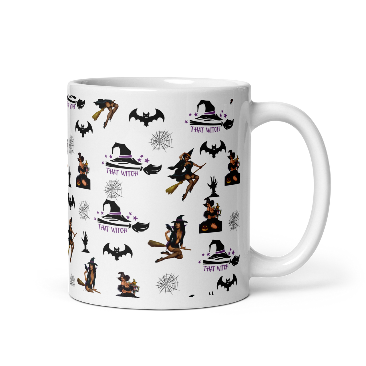 Halloween White glossy mug, Halloween All Over Print Coffee Mug/That  Witch SHAVA