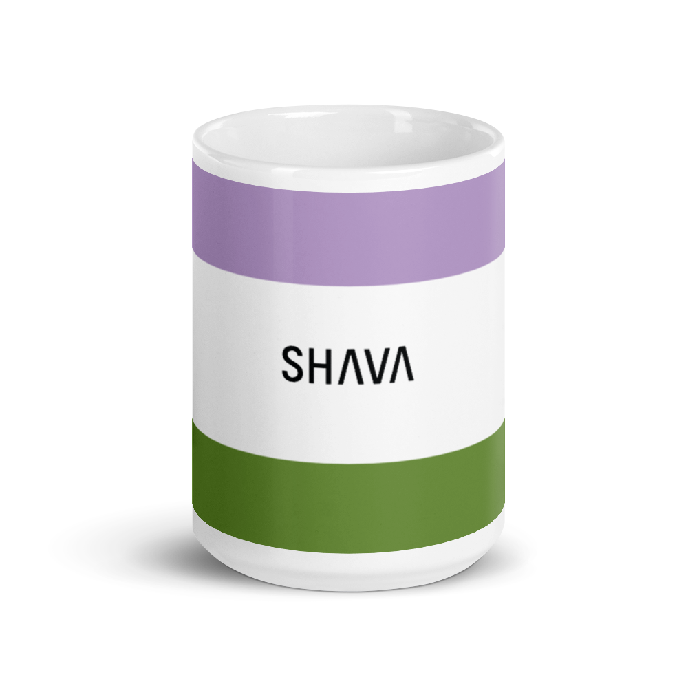 Gender Queer Flag LGBTQ White Glossy 15oz Coffee Mug SHAVA