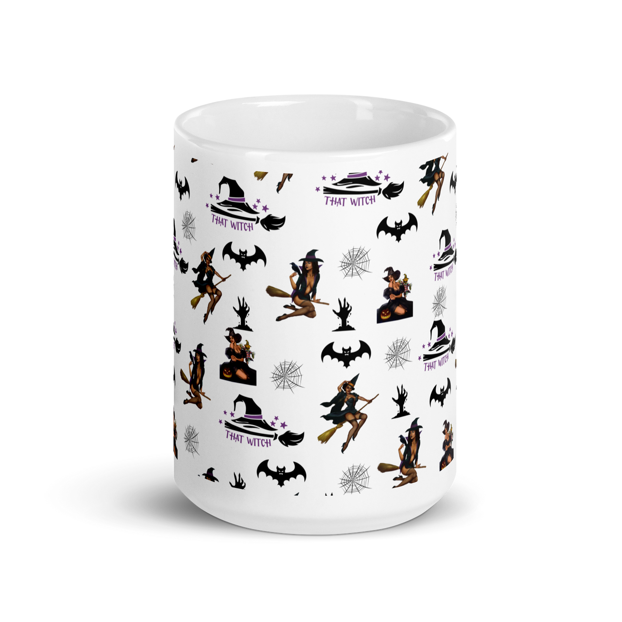 Halloween White glossy mug, Halloween All Over Print Coffee Mug/That  Witch SHAVA