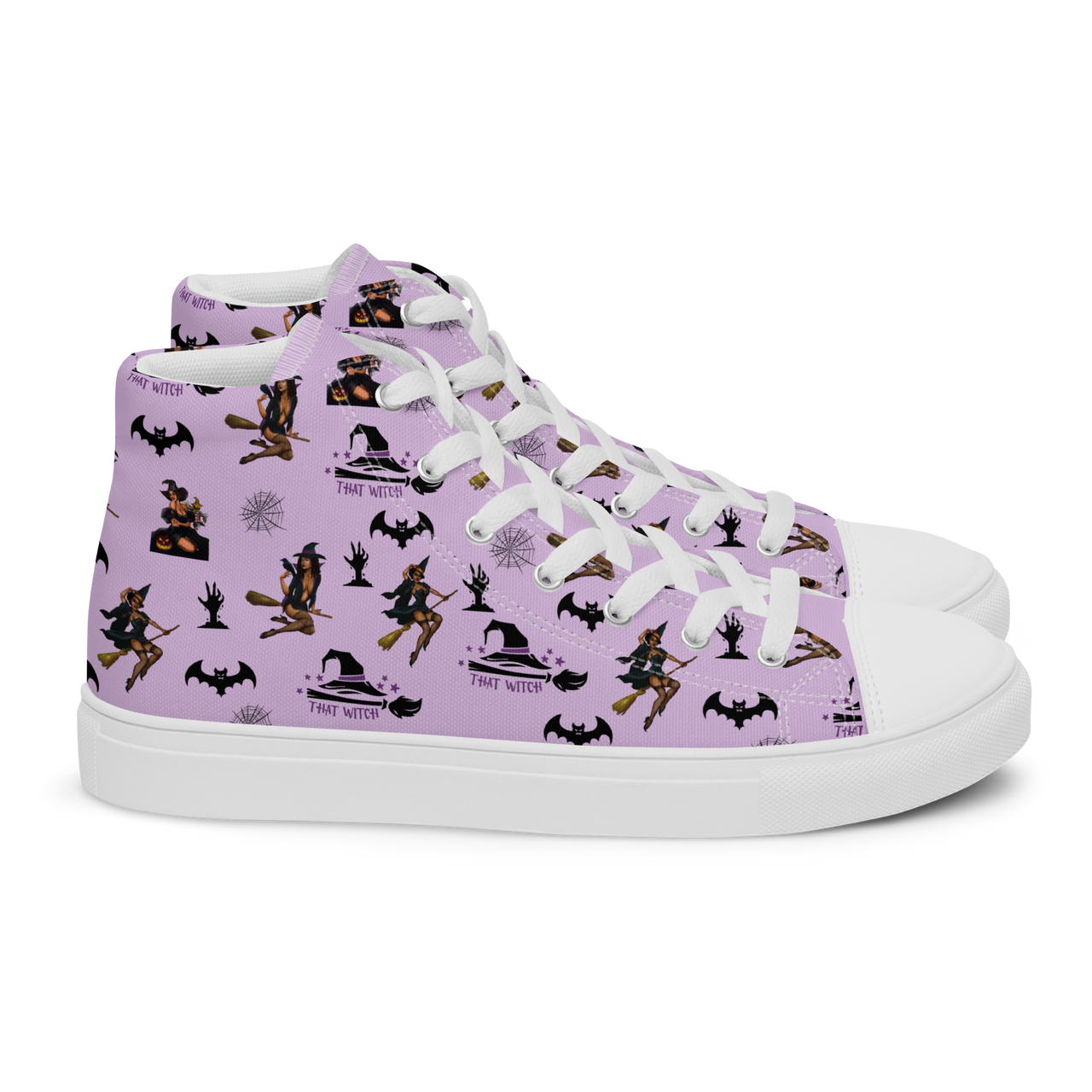 Halloween Women’s high top canvas shoes, Halloween All Over Print Women’s high top canvas shoes ,Women's shoes/That Witch SHAVA