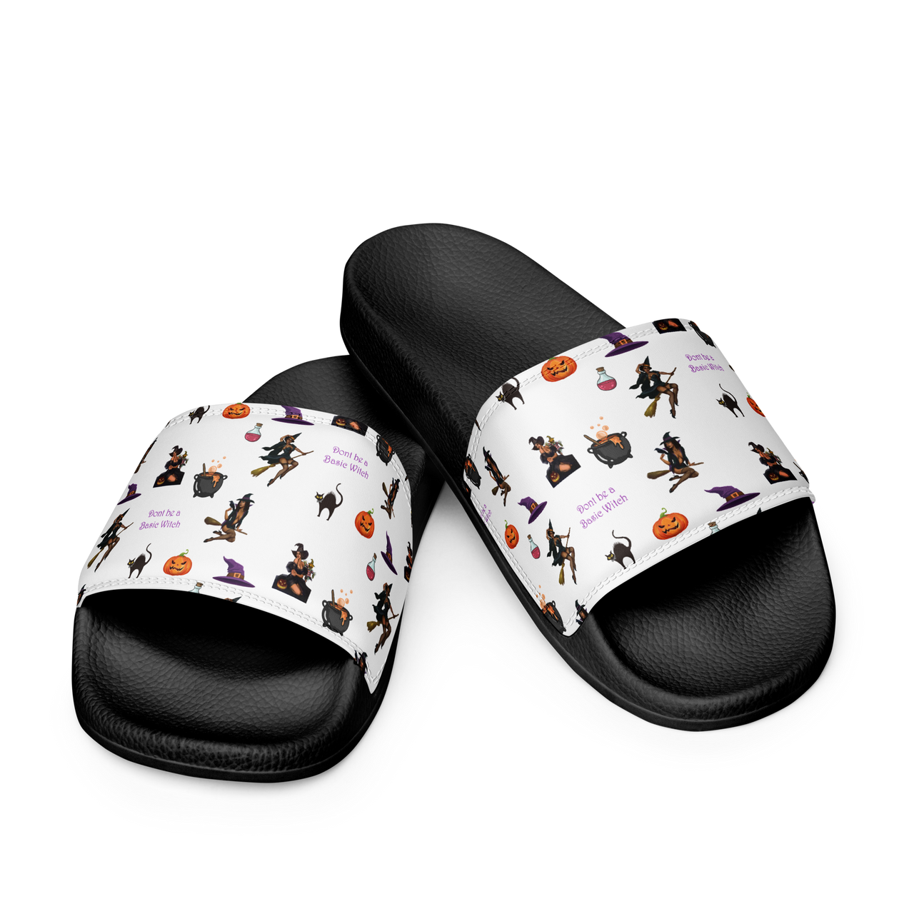 Halloween Women's slides ,All Over Print Women's slides,  Halloween All Over Print Women's slides/Don't be a Basic Witch SHAVA
