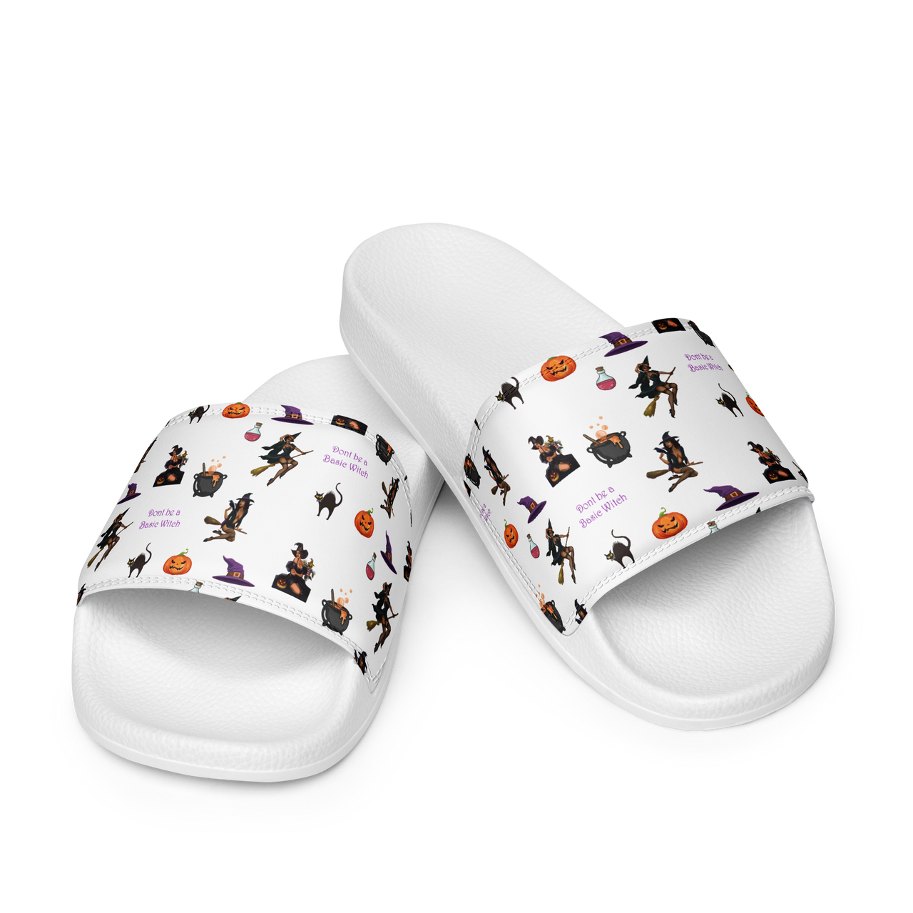 Halloween Women's slides ,All Over Print Women's slides,  Halloween All Over Print Women's slides/Don't be a Basic Witch SHAVA